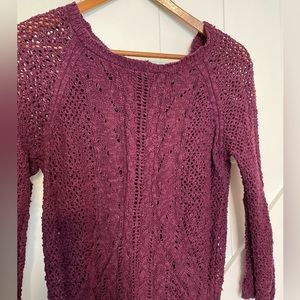 Lucky Brand Open Knit Zipper Back Sweater Size Medium